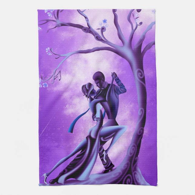 Romantic Couple Dance the Tango Tea Towel (Vertical)