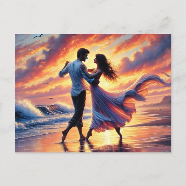 Romantic Couple Dancing on the beach Postcard (Front)