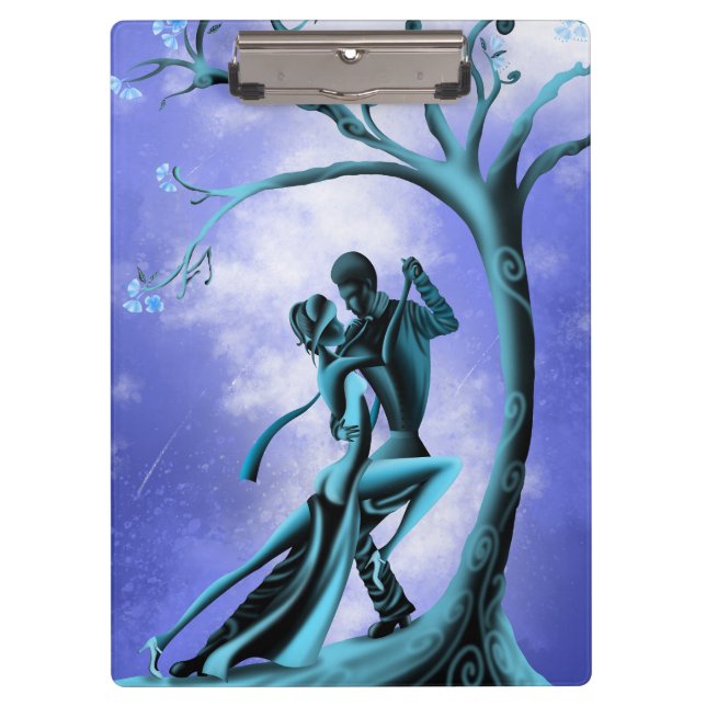Romantic Couple Dancing the Tango blue Clipboard (Front)