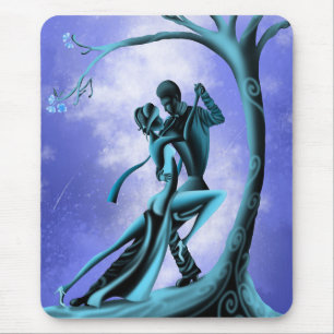 Romantic Couple Dancing the Tango blue Mouse Mat