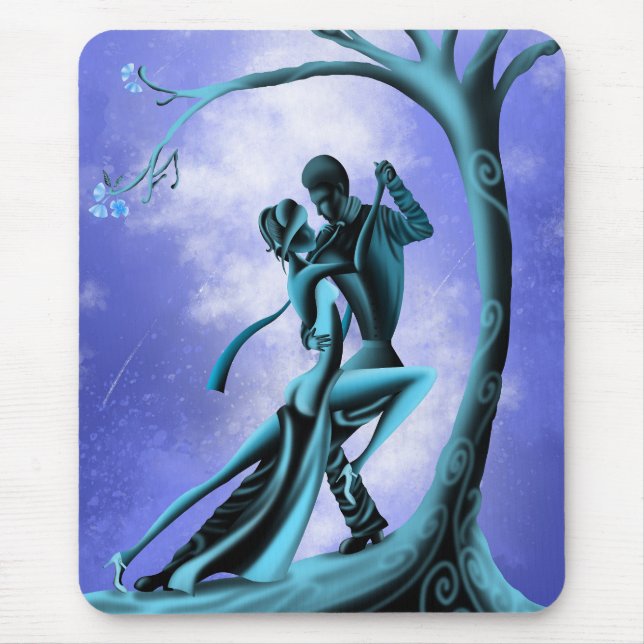 Romantic Couple Dancing the Tango blue Mouse Mat (Front)