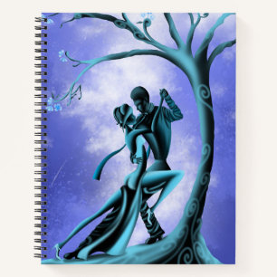 Romantic Couple Dancing the Tango Blue Notebook