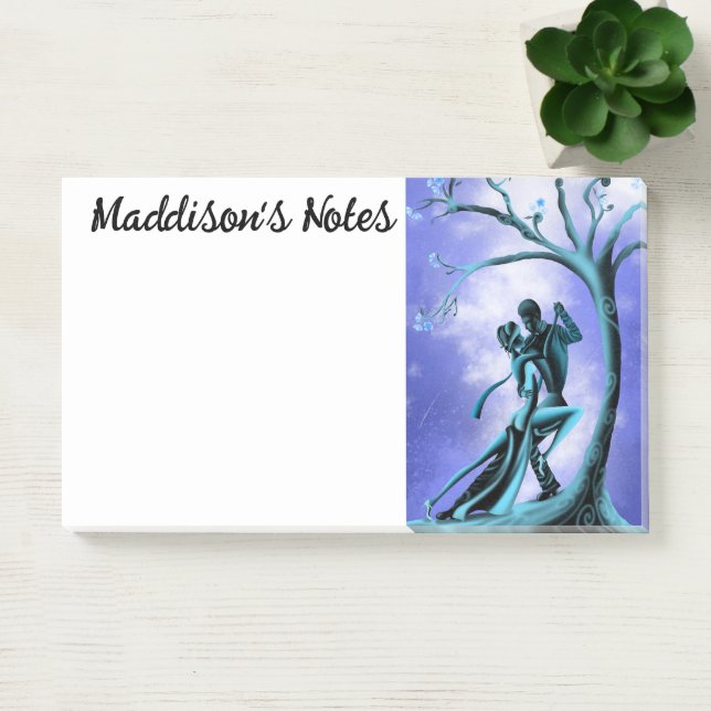 Romantic Couple Dancing the Tango Blue Post-it Notes (Office)