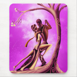 Romantic Couple Dancing the Tango pink Mouse Mat
