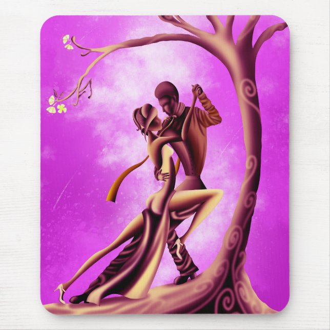 Romantic Couple Dancing the Tango  pink Mouse Mat (Front)