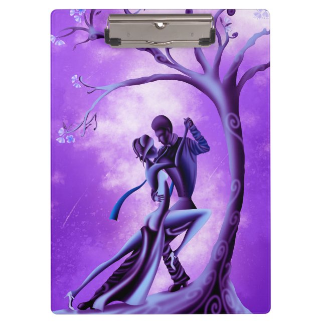 Romantic Couple Dancing the Tango purple  Clipboard (Front)