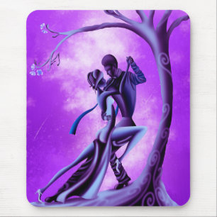 Romantic Couple Dancing the Tango purple Mouse Mat