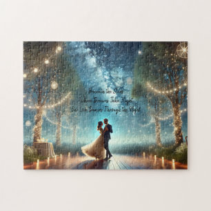 Romantic Couple Dancing Under Stars Wedding Gift Jigsaw Puzzle