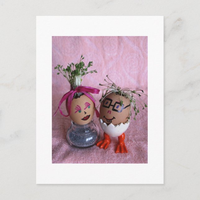 Romantic Couple Eggmen Series White Edges Postcard (Front)