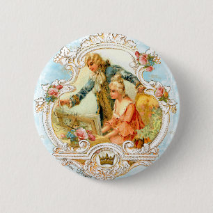 Romantic Couple French Vintage Framed 6 Cm Round Badge