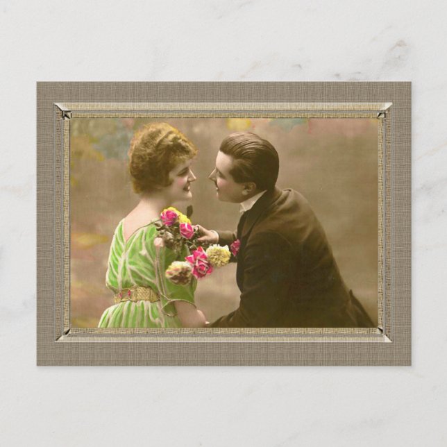 Romantic Couple - give me a kiss Postcard (Front)