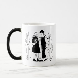 Romantic Couple Illustration Mug Minimalist Blac