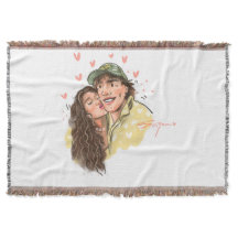 Romantic Couple Illustration Throw Blanket
