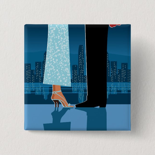 Romantic Couple in City 15 Cm Square Badge (Front)