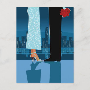 Romantic Couple in City Postcard