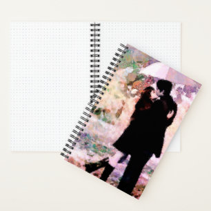 Romantic Couple in Love Kissing in The Rain  Notebook