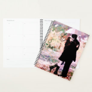 Romantic Couple in Love Kissing in The Rain  Planner