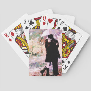 Romantic Couple in Love Kissing in The Rain  Playing Cards