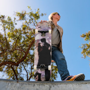 Romantic Couple in Love Kissing in The Rain  Skateboard