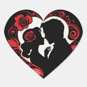 Romantic Couple Inside a Heart Frame Sticker