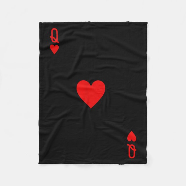 Romantic Couple Kiss Queen Of Hearts Ker Playing C Fleece Blanket (Front)