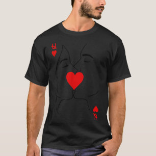 Romantic Couple Kiss Queen Of Hearts Ker Playing C T-Shirt