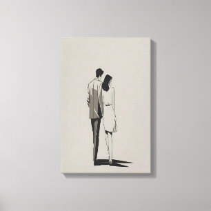 Romantic Couple Minimalist Line Art Canvas Print