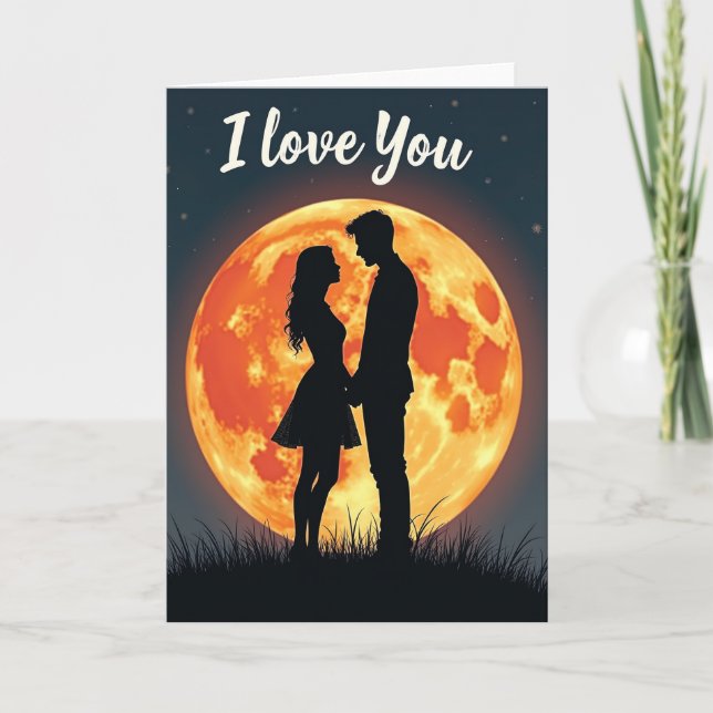 Romantic Couple Moon Card (Front)