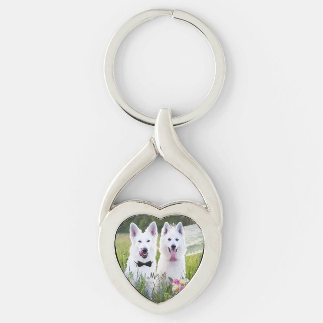 Romantic couple of dogs geting married key ring (Front)