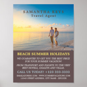 Romantic Couple on Beach, Travel Agent Advertising Poster
