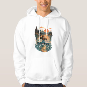 Romantic Couple on Mountain Lake at Sunset Hoodie