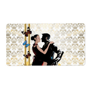 Romantic couple on white damask