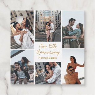 Romantic Couple Photo Collage Anniversary Party Favour Tags
