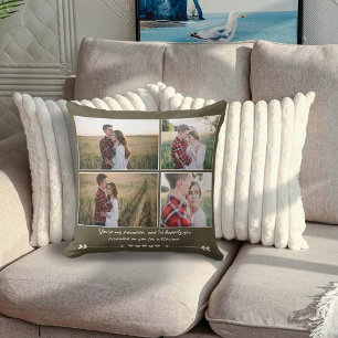 Romantic Couple Photo Collage Throw Pillow