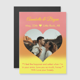 Romantic Couple Photo Heart w/ message date & name Magnetic Invitation