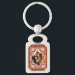 Romantic Couple Photo Red Rust Keychain<br><div class="desc">This metal keychain has a lovely watercolor design with a white floral border on a warm,  earthy red backdrop. You can swap out the picture with one of your own. It's a great choice for a special gift to help a loved one hold on to happy memories.</div>