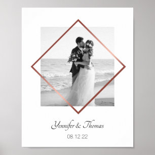 romantic couple photo rose gold frame minimalist poster