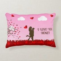 romantic couple pillow pink