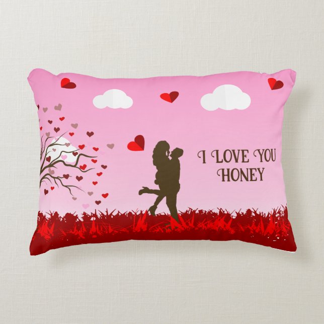 romantic couple pillow pink  (Front)