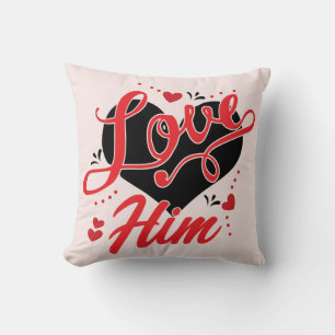 Romantic Couple Red Heart For Valentine's Day Cushion