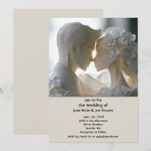 Romantic couple sculptural wedding invitation