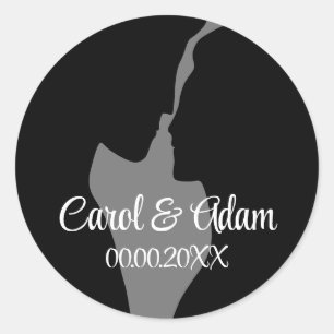 Romantic couple silhouette custom wedding stickers
