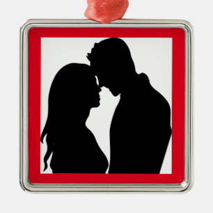 ROMANTIC COUPLE SILHOUETTE METAL TREE DECORATION