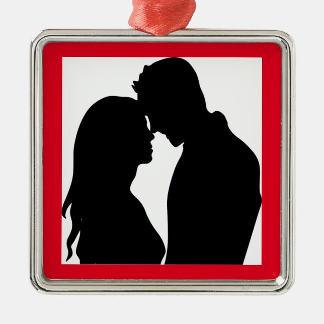 ROMANTIC COUPLE SILHOUETTE METAL TREE DECORATION (Front)
