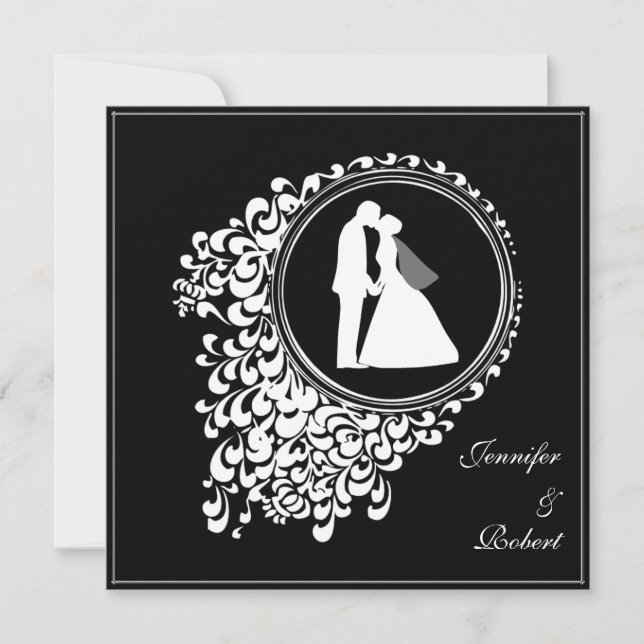 Romantic Couple Silhouette Wedding Invitation (Front)