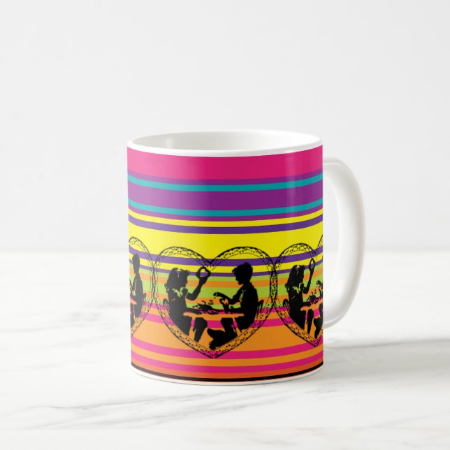 Romantic Couple Silhouette with Heart Coffee Mug (Front Right)
