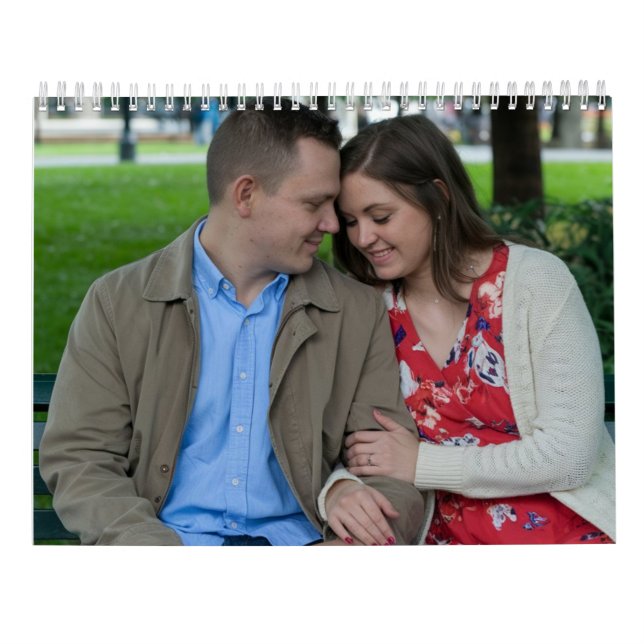 Romantic Couple Sitting Close Together Calendar (Back)