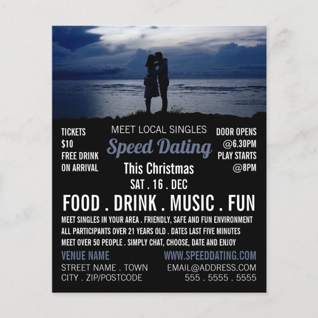 Romantic Couple, Speed Dating Event Advertising Flyer (Front)