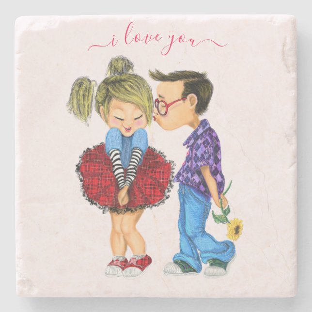 Romantic Couple Stone Coaster - Love (Front)