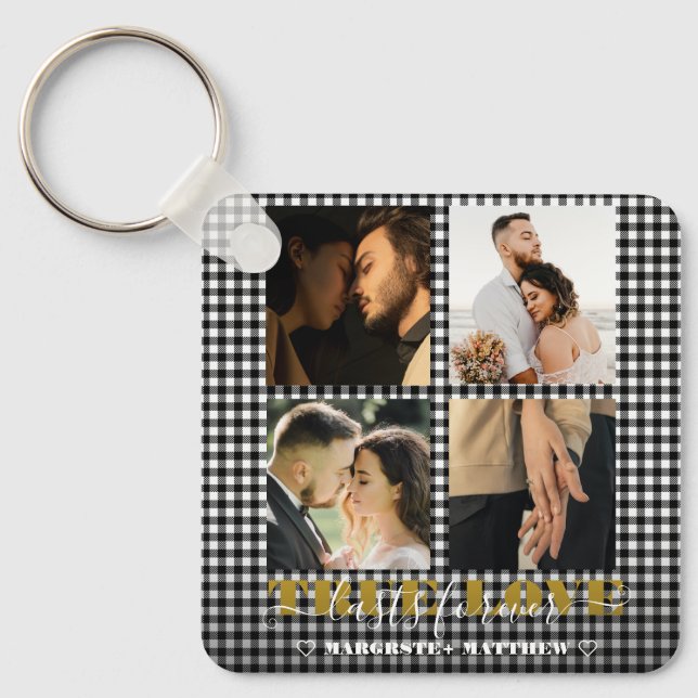 Romantic Couple True Love 4 Photo & Quote  Key Ring (Front)